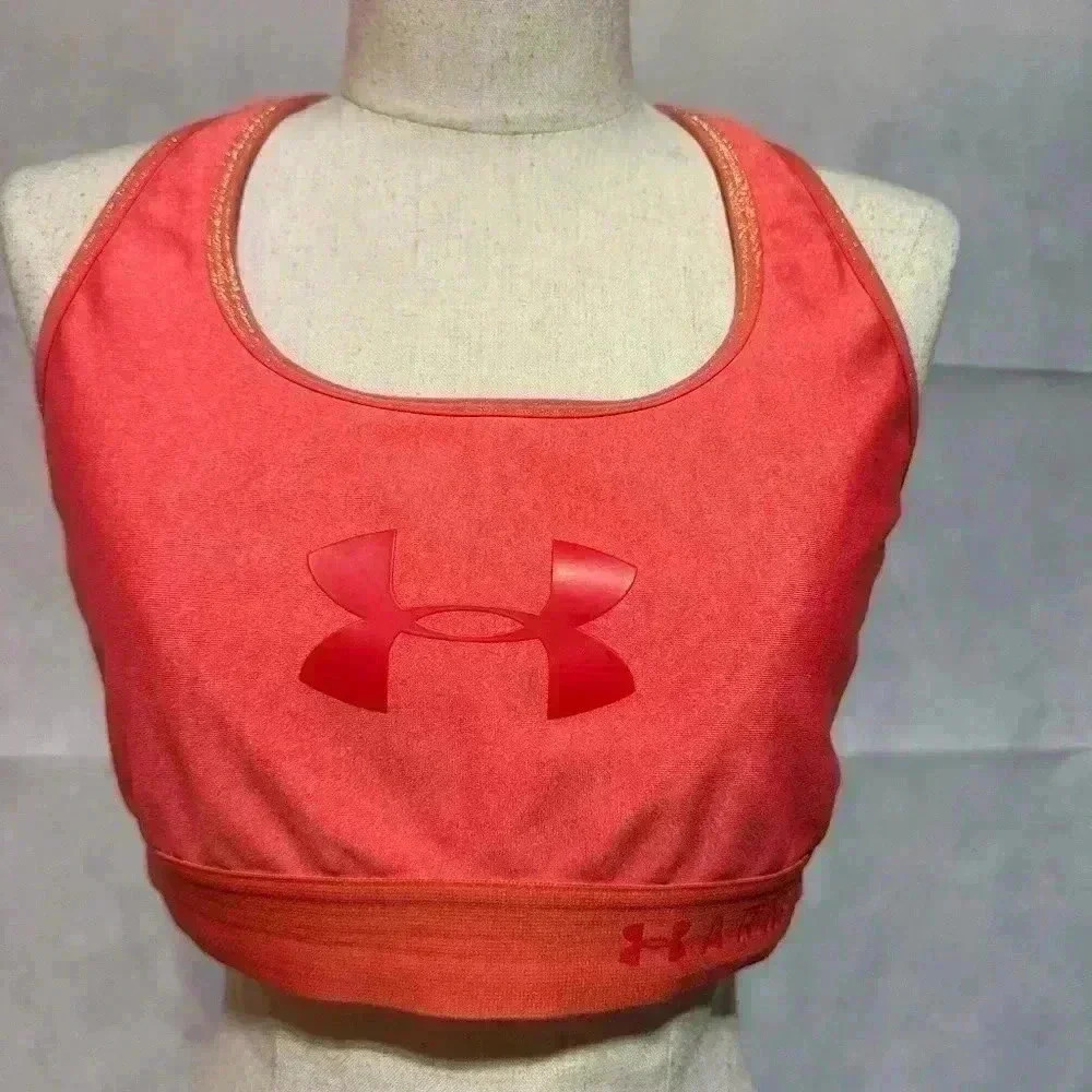 Under Armour Sports Bra Women’s XL Pink Sparkly Training Gym Compression Support